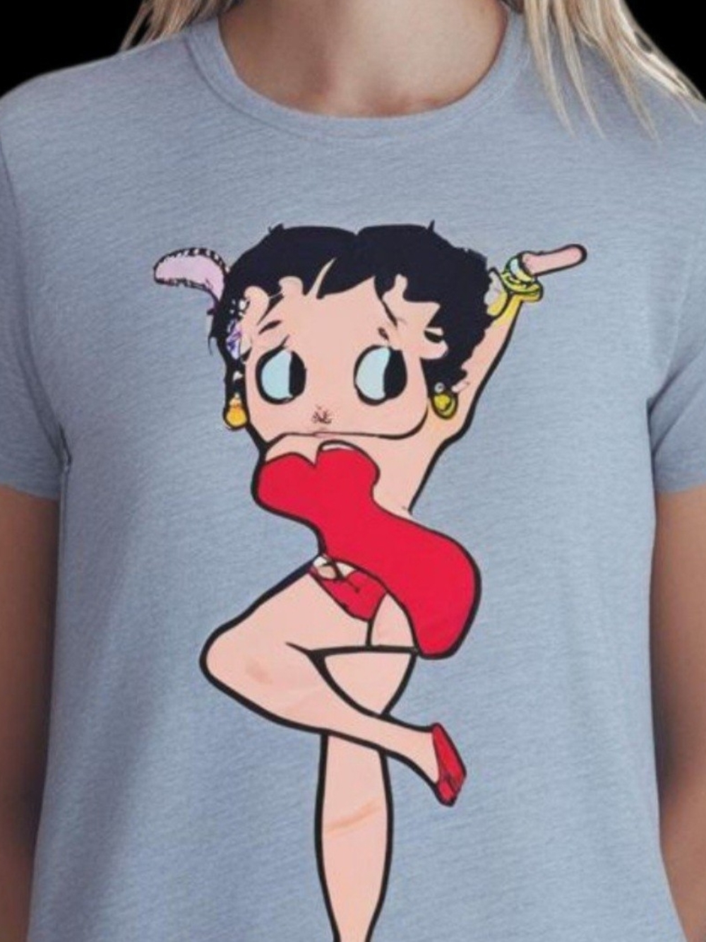 Betty Boop Graphic T-Shirt Women’s XL Gray Short Sleeve Classic Cartoon Tee